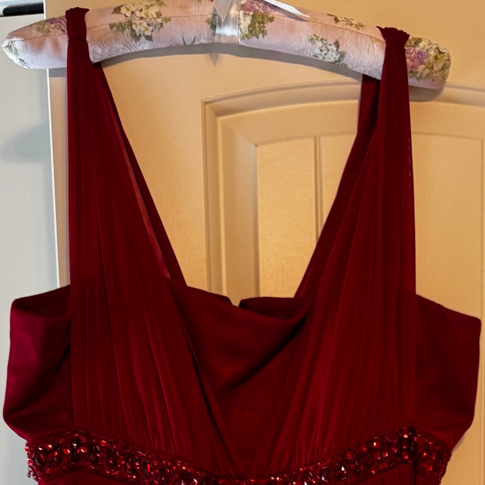 Burgundy A Line Dress with sequins